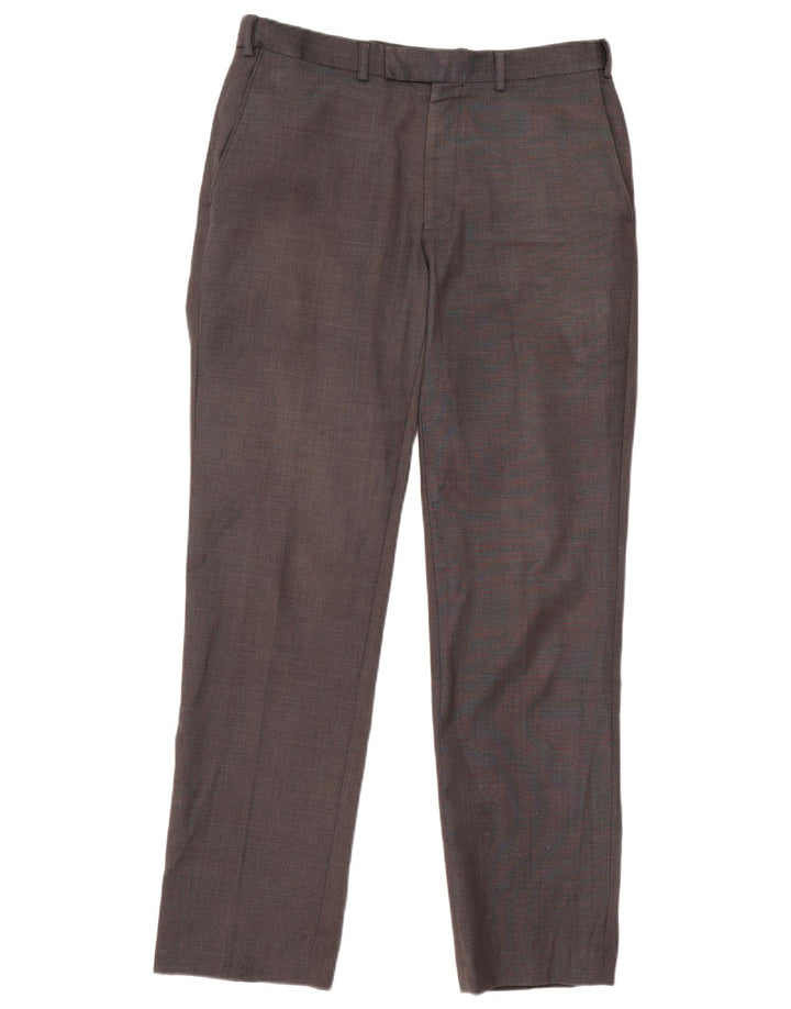 Marks & Spencer Mens Straight Suit Trousers W32 L33 Grey Wool
