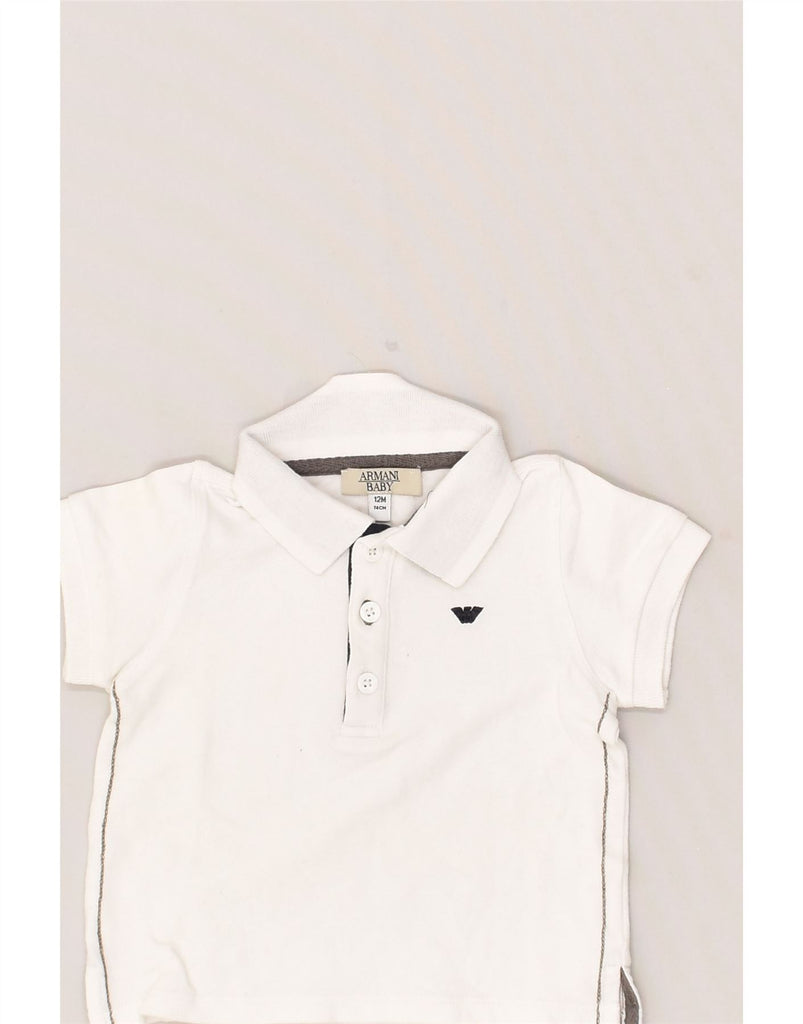 ARMANI Baby Boys Polo Shirt 9-12 Months White Cotton | Vintage Armani | Thrift | Second-Hand Armani | Used Clothing | Messina Hembry 