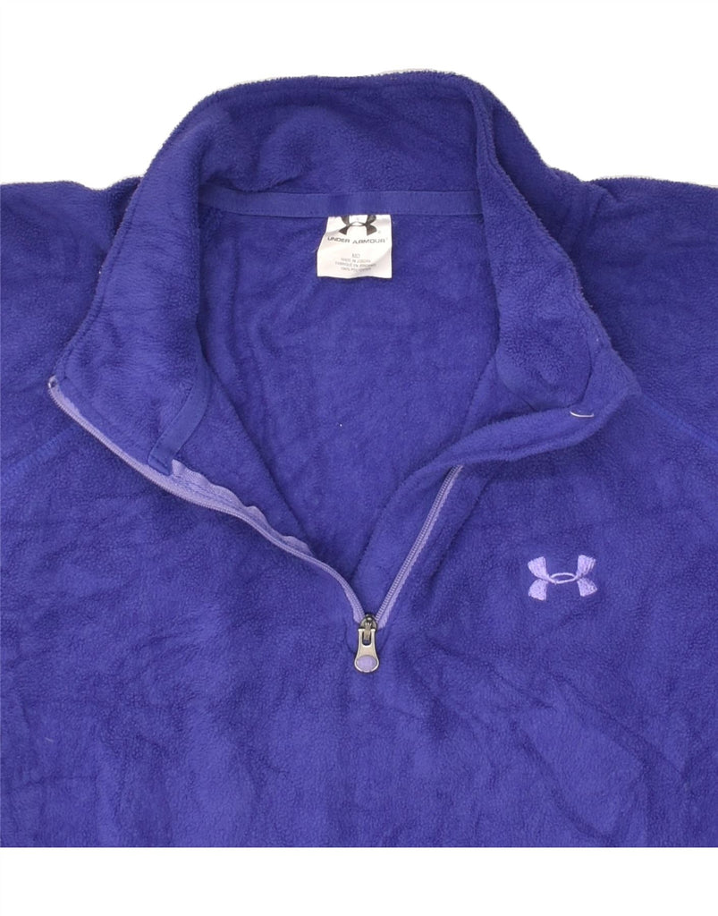 UNDER ARMOUR Womens Zip Neck Fleece Jumper UK 12 Medium Blue Polyester | Vintage Under Armour | Thrift | Second-Hand Under Armour | Used Clothing | Messina Hembry 