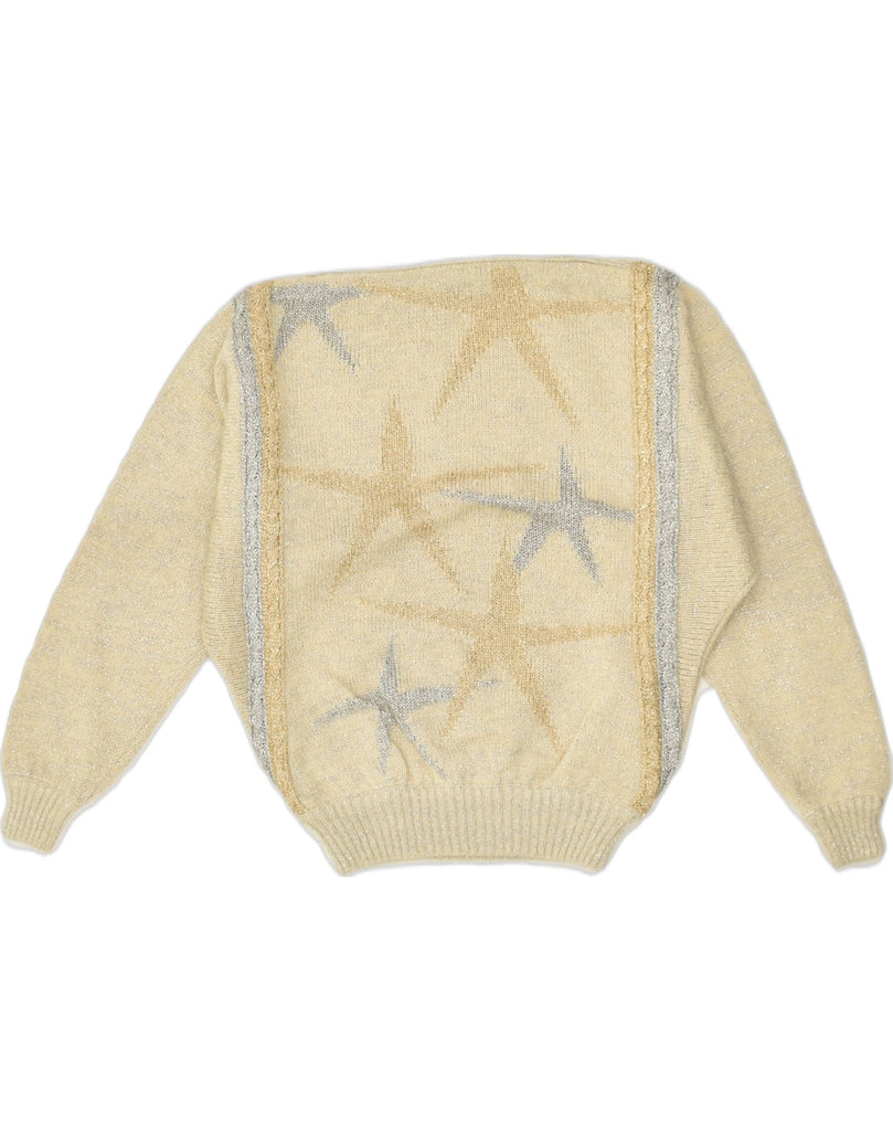 GIORGIO GRATI Womens Graphic Boat Neck Jumper Sweater IT 40 Small Beige | Vintage Giorgio Grati | Thrift | Second-Hand Giorgio Grati | Used Clothing | Messina Hembry 