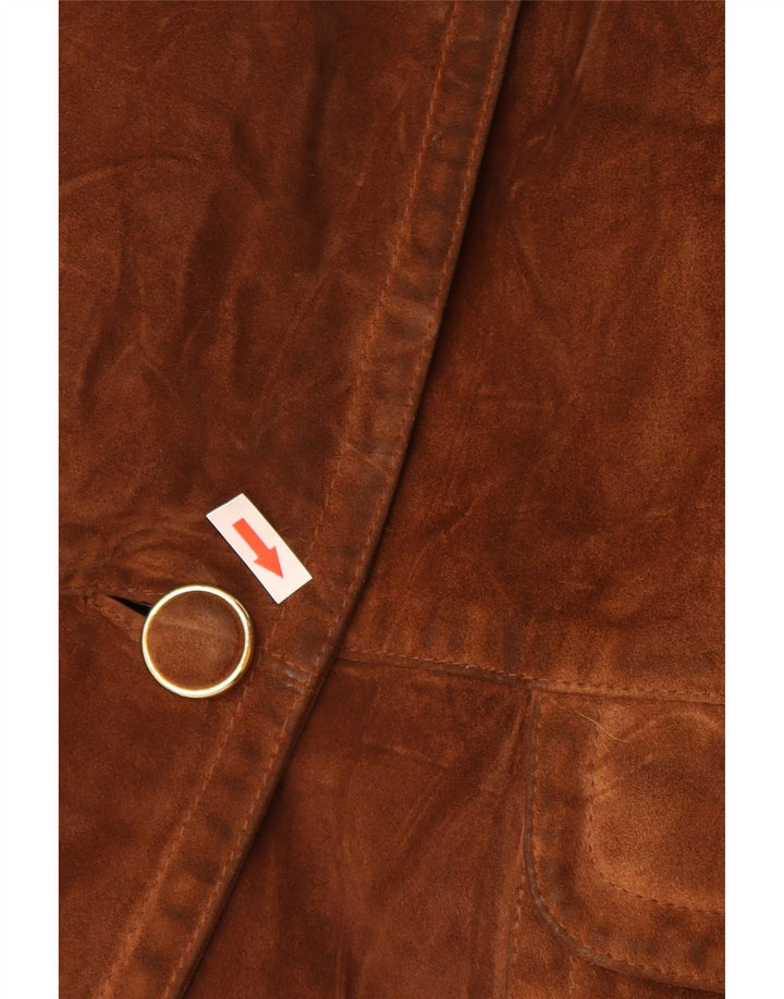 Vintage Womens Oversized Suede Double Breasted Coat IT 42 Medium Brown