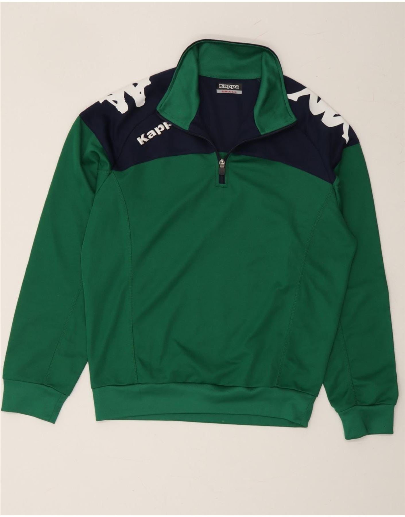 KAPPA Mens Graphic Zip Neck Sweatshirt Jumper Small Green
