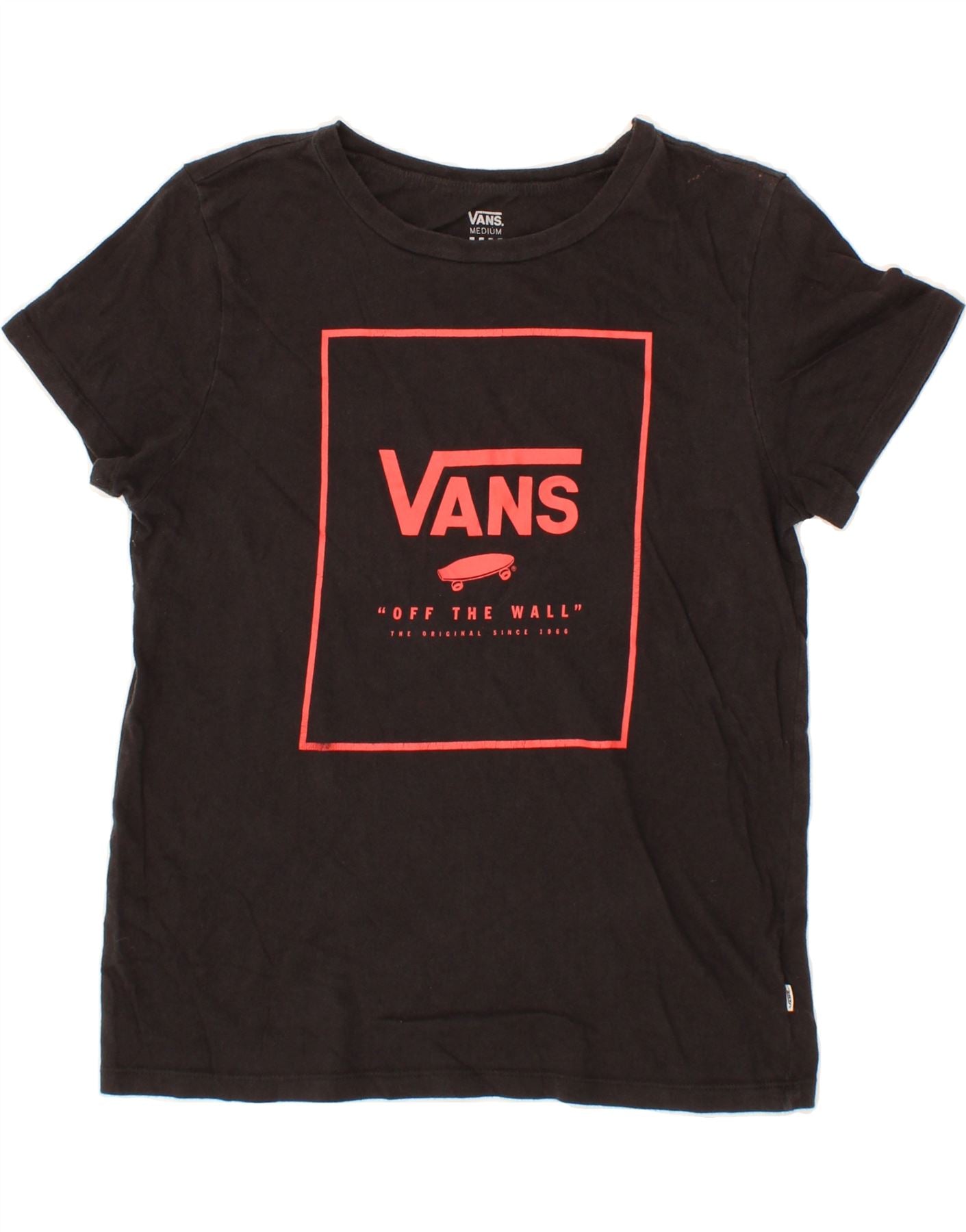 VANS Womens Graphic T-Shirt Top UK 12 Medium Black Vintage