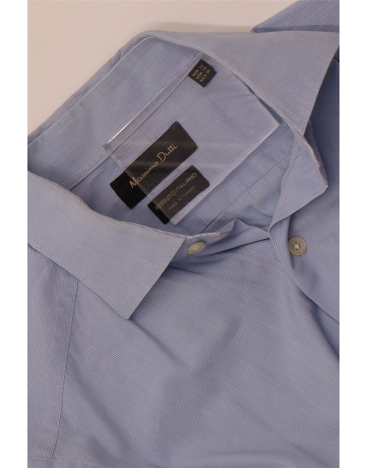 MASSIMO DUTTI Mens Shirt Size 38 38 Medium Blue Pinstripe