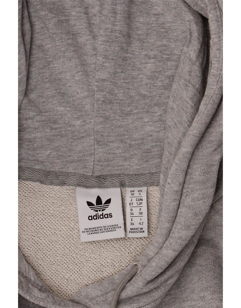 ADIDAS Womens Graphic Hoodie Jumper UK 10 Small  Grey Vintage Adidas and Second-Hand Adidas from Messina Hembry 