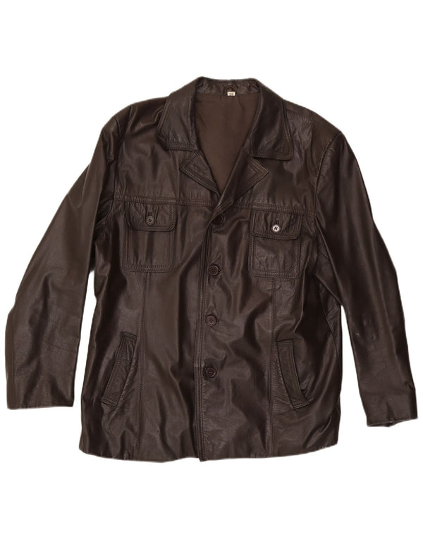 VINTAGE Mens Leather Jacket UK 40 Large Brown Leather