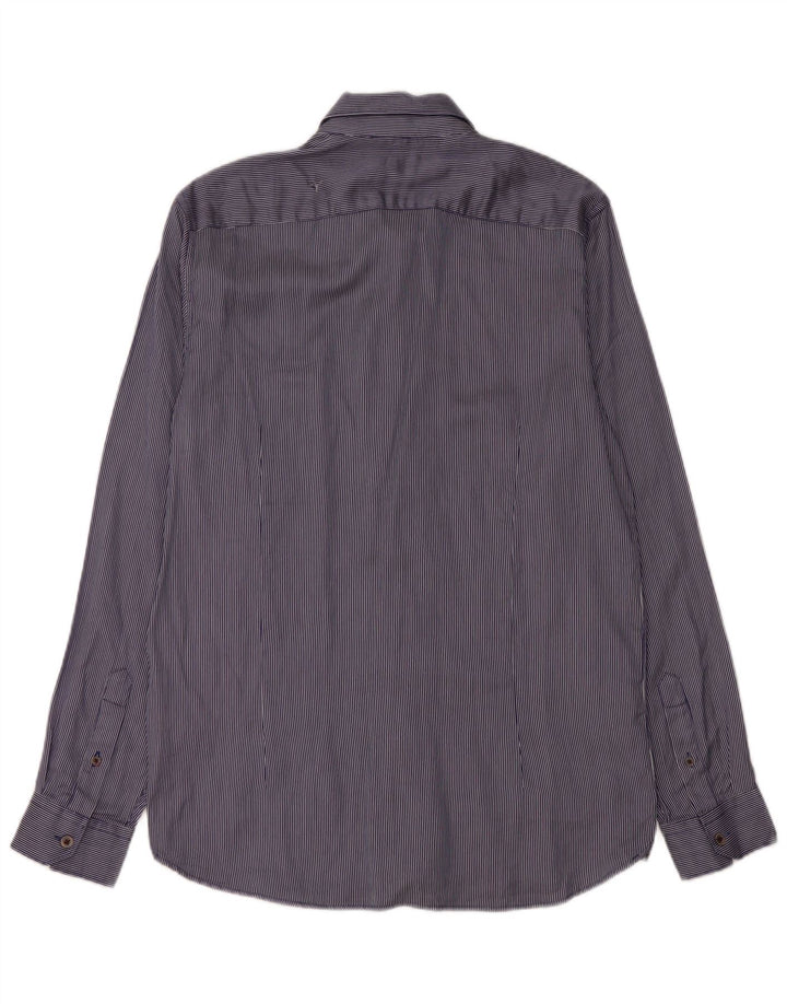 Ted Baker Mens Shirt Size 4 Large Blue Pinstripe Cotton