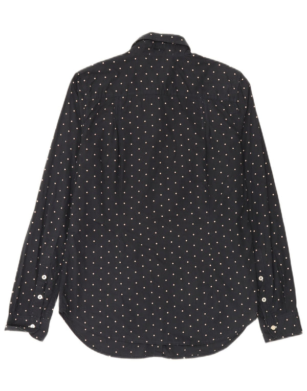 Gas Womens Shirt UK 12 Medium Navy Blue Spotted Cotton