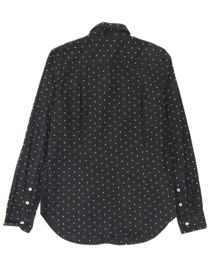 Gas Womens Shirt UK 12 Medium Navy Blue Spotted Cotton