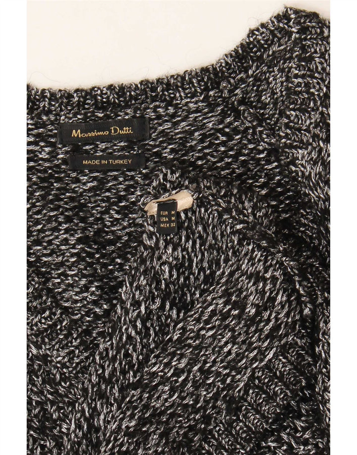 Massimo Dutti Womens V-Neck Jumper Sweater UK 14 Medium Grey Flecked