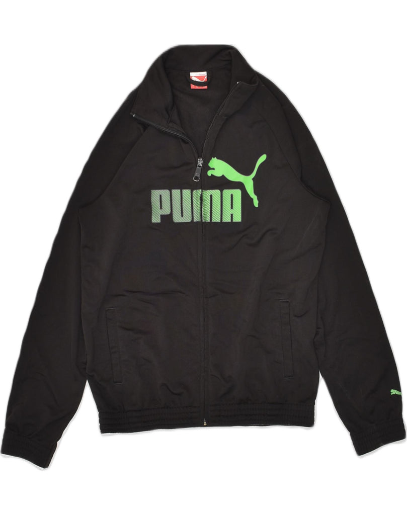 PUMA Boys Graphic Tracksuit Top Jacket 11-12 Years Black Polyester | Vintage Puma | Thrift | Second-Hand Puma | Used Clothing | Messina Hembry 