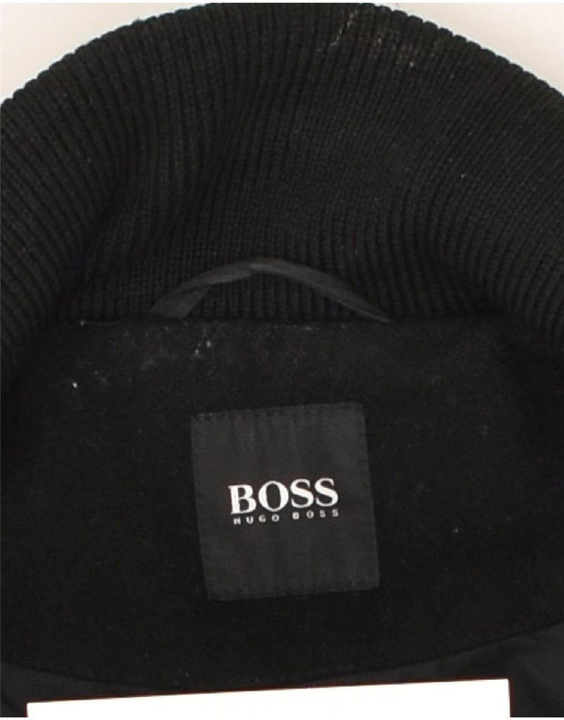 HUGO BOSS Mens Overcoat UK 44 2XL Black Wool | Vintage Hugo Boss | Thrift | Second-Hand Hugo Boss | Used Clothing | Messina Hembry 