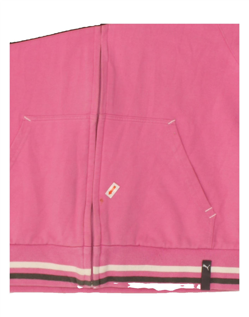 PUMA Womens Zip Hoodie Sweater UK 12 Medium  Pink Cotton | Vintage Puma | Thrift | Second-Hand Puma | Used Clothing | Messina Hembry 