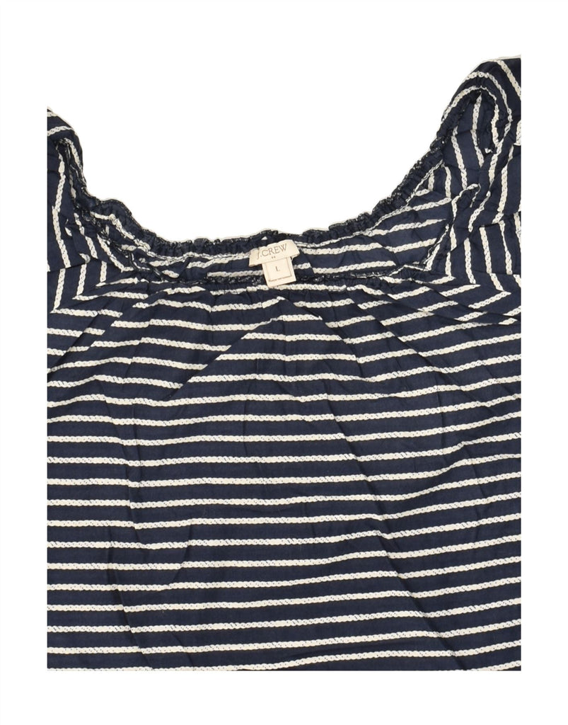 J. CREW Womens Blouse Top UK 14 Large Navy Blue Striped Cotton | Vintage J. Crew | Thrift | Second-Hand J. Crew | Used Clothing | Messina Hembry 