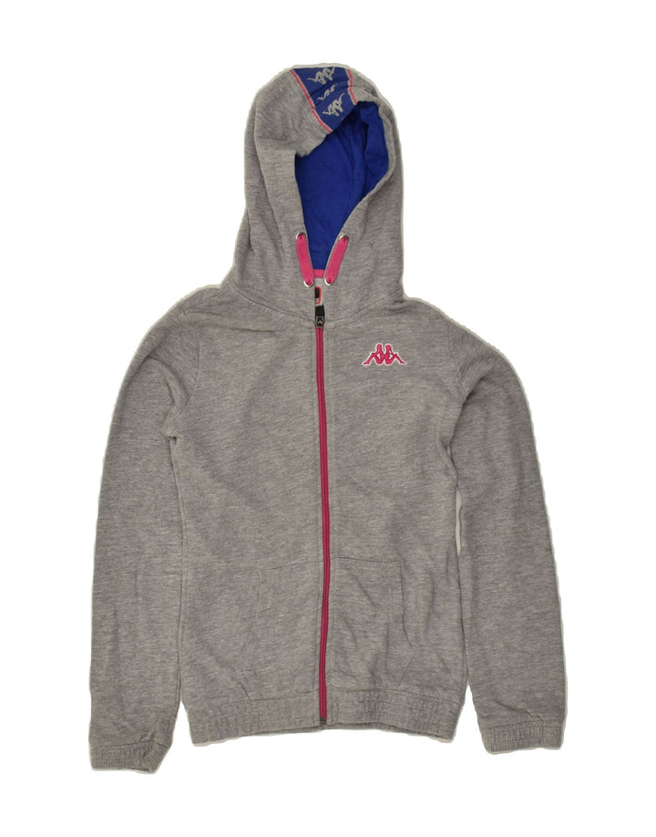 KAPPA Girls Graphic Zip Hoodie Sweater 11-12 Years Grey | Vintage Kappa | Thrift | Second-Hand Kappa | Used Clothing | Messina Hembry 