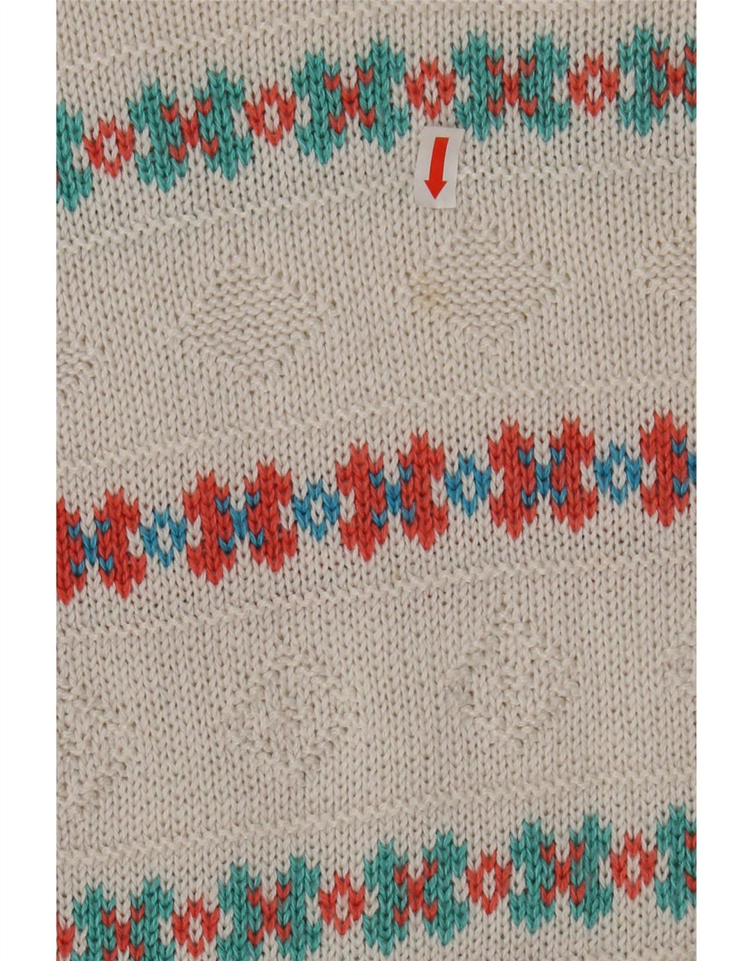 VINTAGE Womens Crew Neck Jumper Sweater UK 12 Medium White Fair Isle