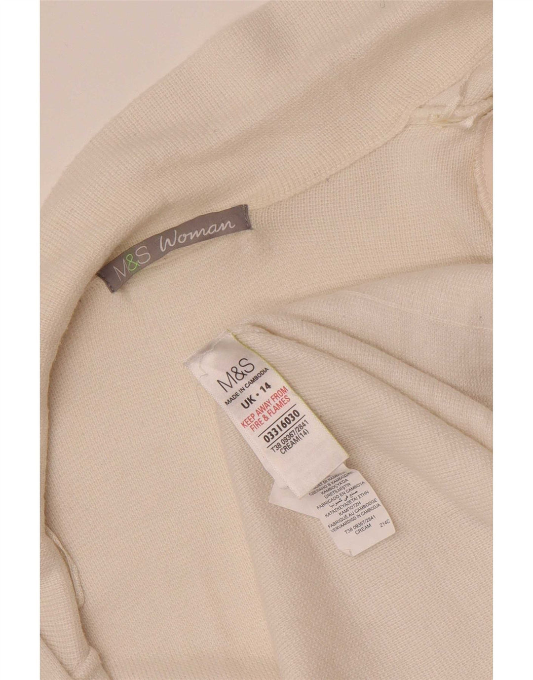 Marks & Spencer Womens Open Cardigan Sweater UK 14 Medium Beige Polyamide