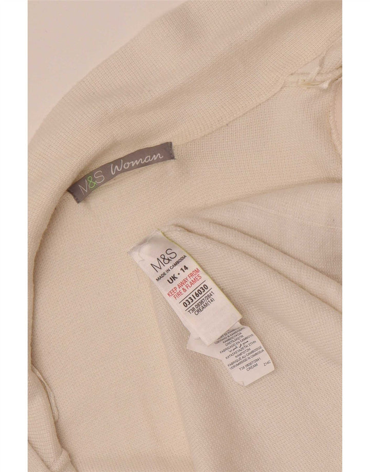 Marks & Spencer Womens Open Cardigan Sweater UK 14 Medium Beige Polyamide