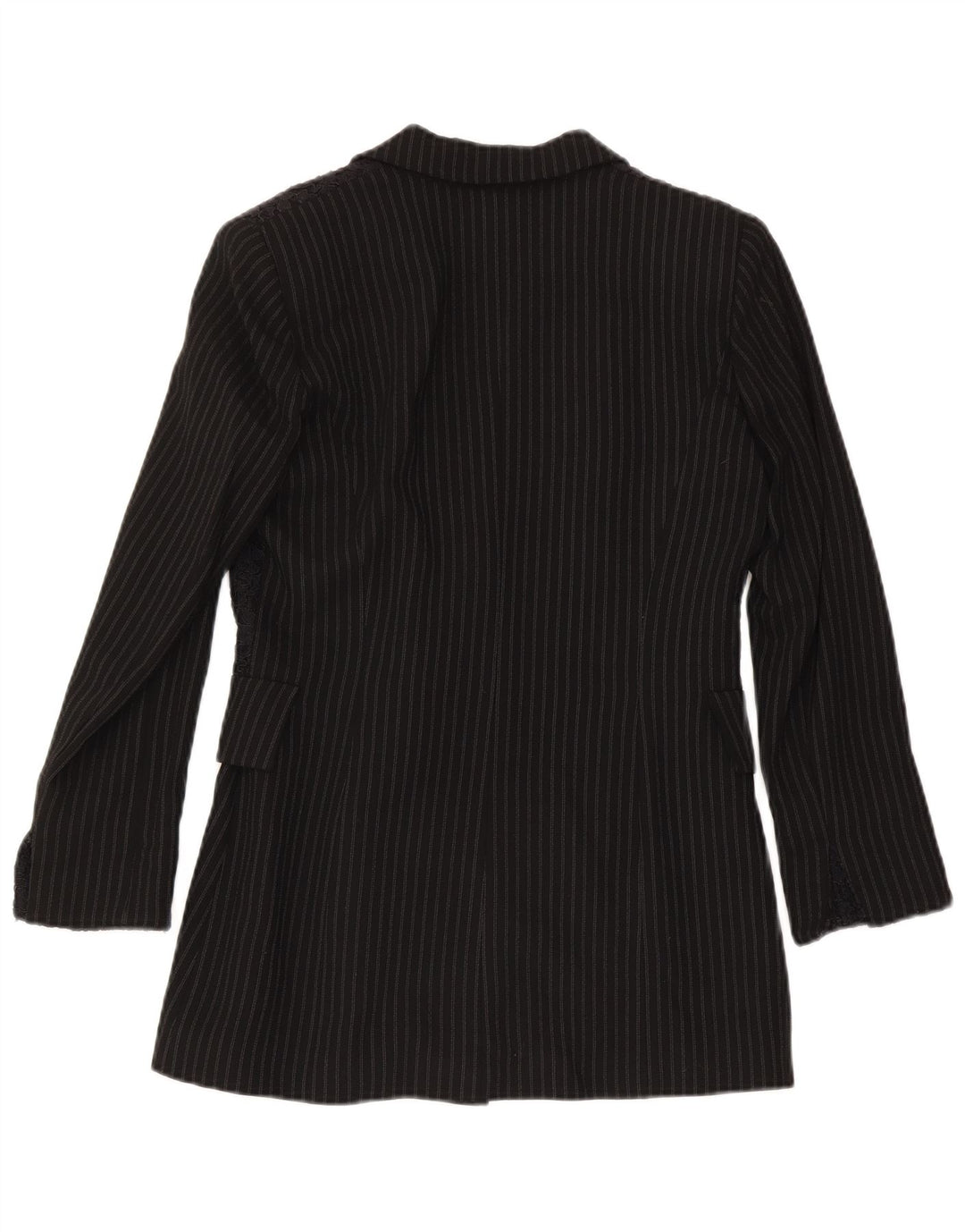 Modyva Womens 1 Button Blazer Jacket IT 42 Medium Black Striped Wool