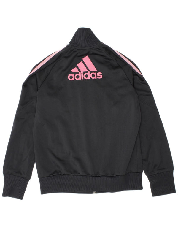 Adidas Girls Graphic Tracksuit Top Jacket 9-10 Years Grey Colourblock