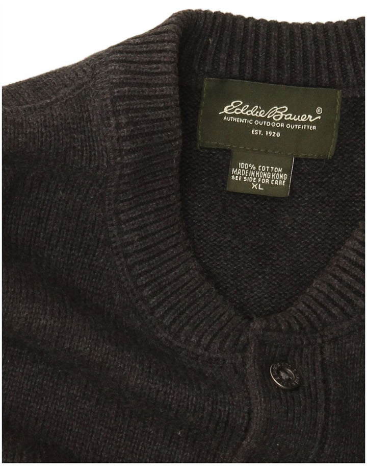 EDDIE BAUER Mens Crew Neck Jumper Sweater XL Grey Cotton