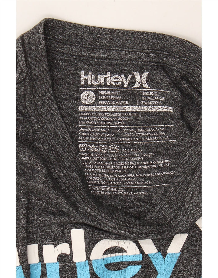 HURLEY Mens Premium Fit Graphic T-Shirt Top Large Grey Flecked Polyester Vintage Hurley and Second-Hand Hurley from Messina Hembry 