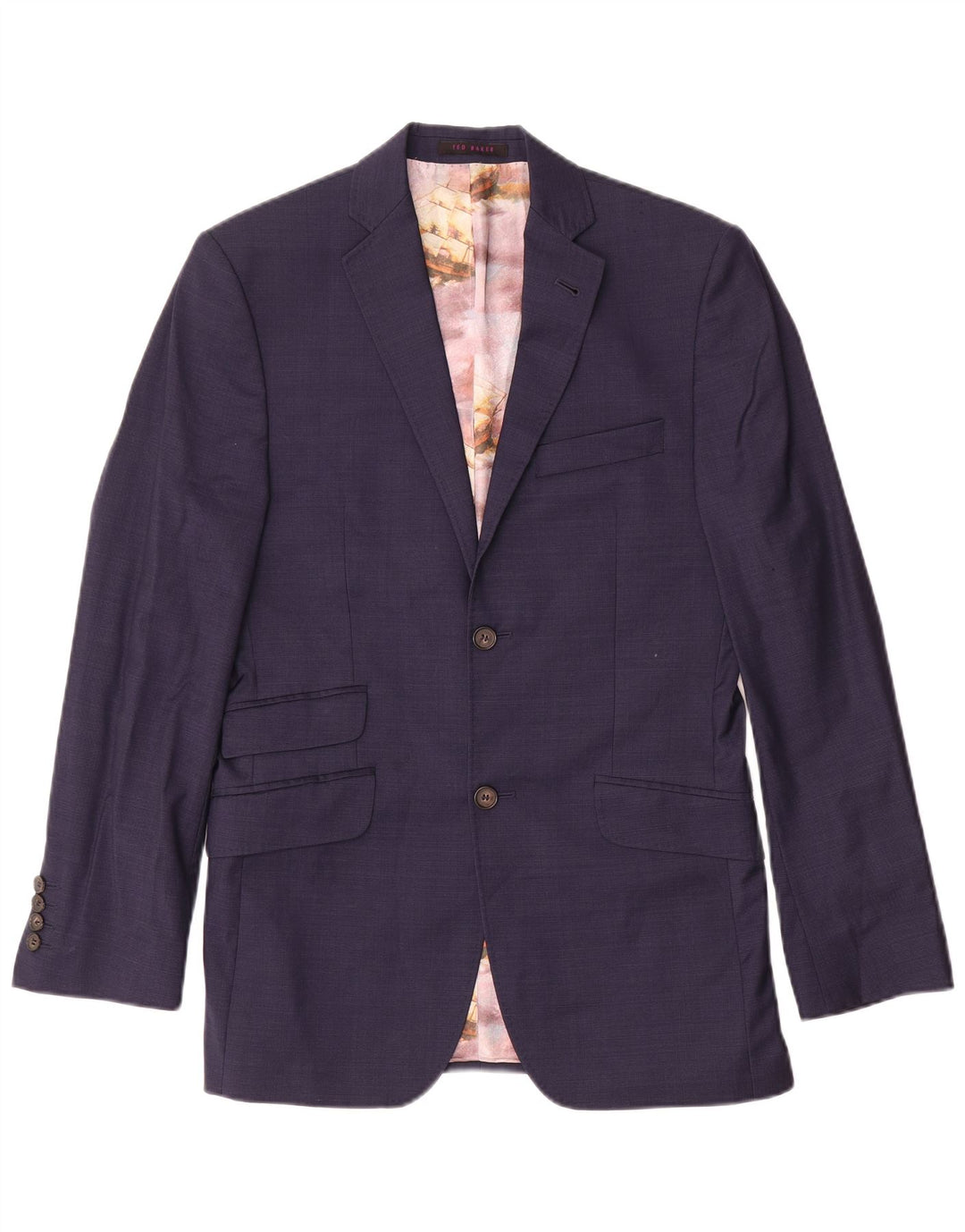 Ted Baker Mens 2 Button Blazer Jacket UK 36 Small Navy Blue Wool