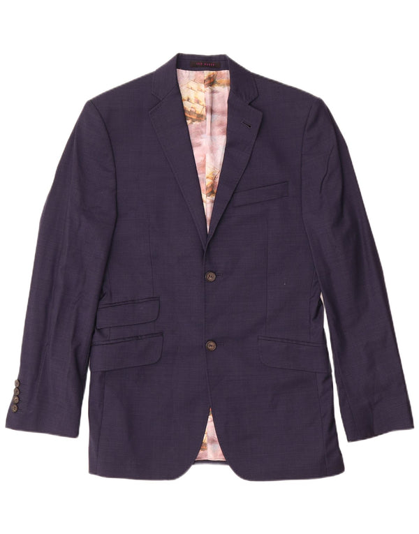 Ted Baker Mens 2 Button Blazer Jacket UK 36 Small Navy Blue Wool