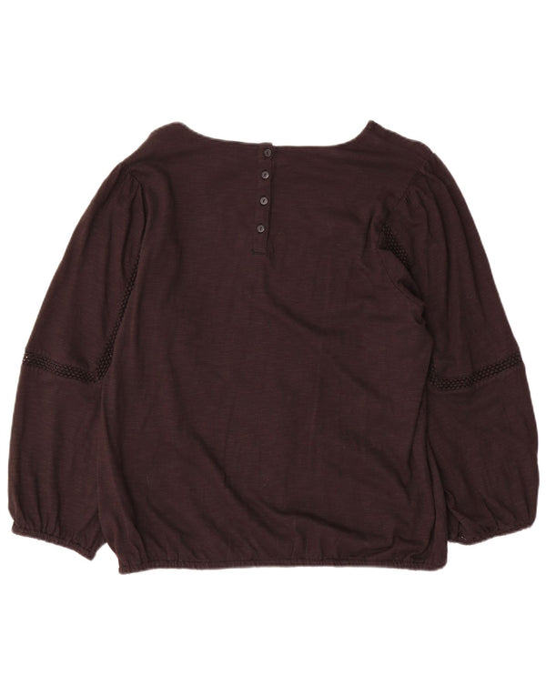 Fat Face Womens Long Sleeve Blouse Top UK 14 Large Brown Cotton
