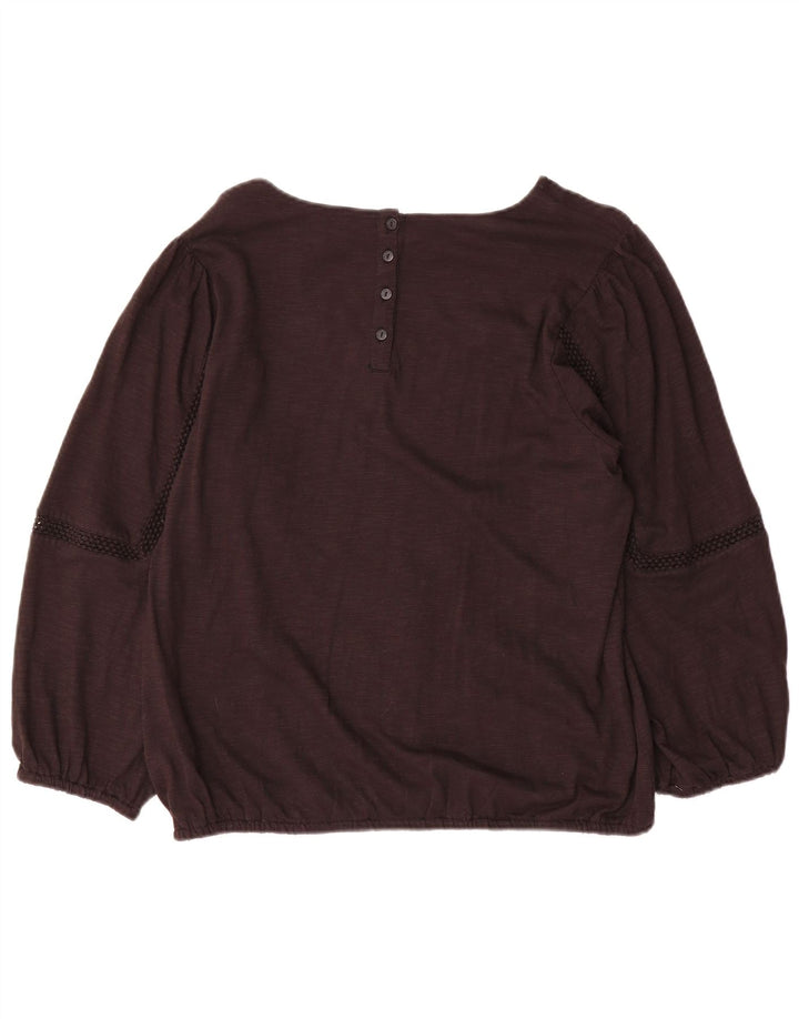 Fat Face Womens Long Sleeve Blouse Top UK 14 Large Brown Cotton