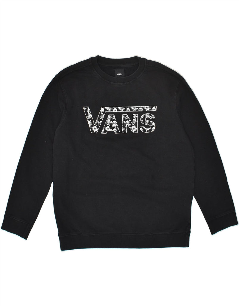 VANS Boys Graphic Sweatshirt Jumper 15-16 Years XL Black Cotton | Vintage Vans | Thrift | Second-Hand Vans | Used Clothing | Messina Hembry 