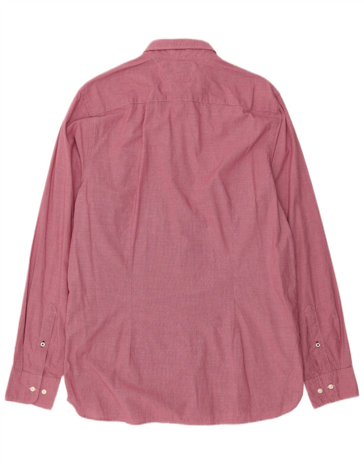 TOMMY HILFIGER Mens Slim Fit Shirt Large Pink Gingham Cotton