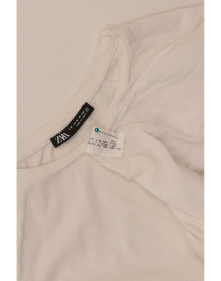 Zara Womens T-Shirt Top UK 12 Medium White Colourblock Cotton