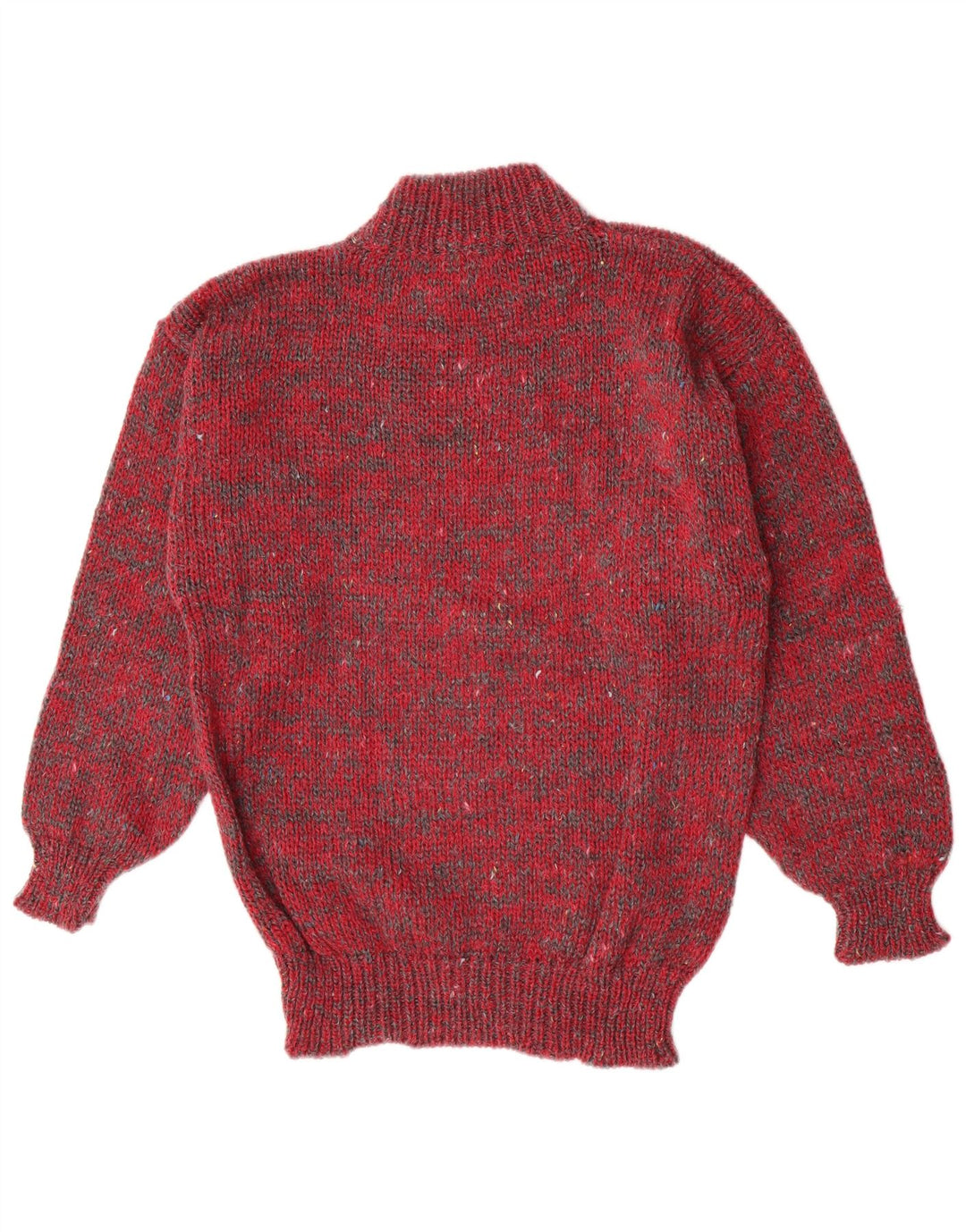 Vintage Mens Graphic Turtle Neck Jumper Sweater Medium Red Flecked