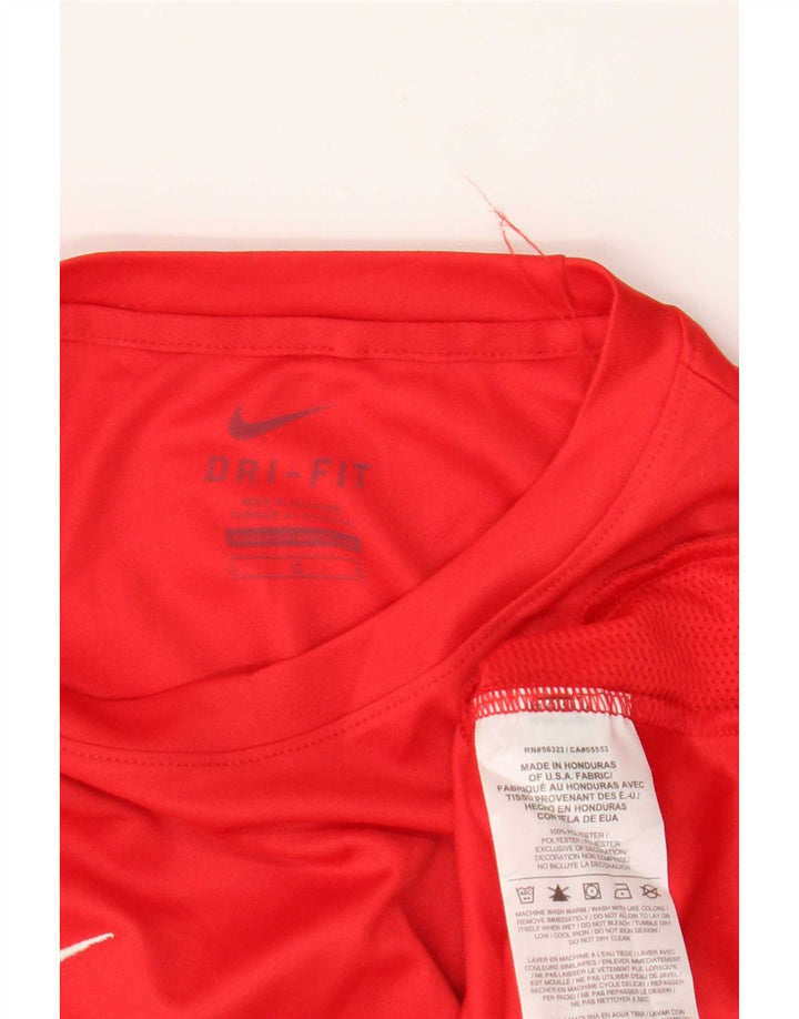 Nike Boys Dri Fit Graphic T-Shirt Top 12-13 Years Large Red Polyester