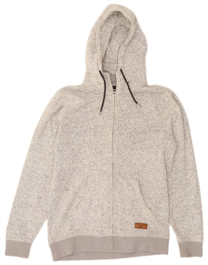 Quiksilver Mens Zip Hoodie Sweater Large Grey Flecked Polyester