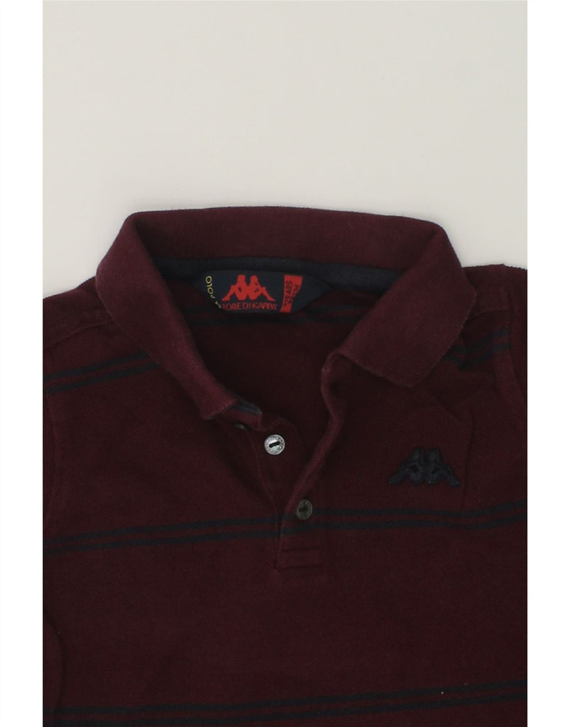 KAPPA Boys Long Sleeve Polo Shirt 2-3 Years Burgundy Striped Cotton | Vintage Kappa | Thrift | Second-Hand Kappa | Used Clothing | Messina Hembry 