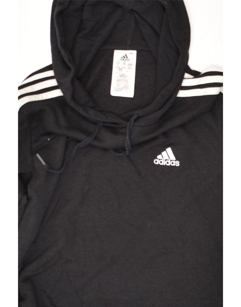 ADIDAS Womens Hoodie Jumper UK 4-6 XS Black Cotton | Vintage Adidas | Thrift | Second-Hand Adidas | Used Clothing | Messina Hembry 