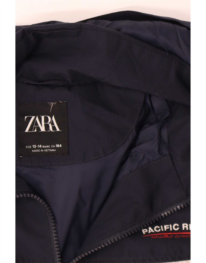 Zara Boys Hooded Bomber Jacket 13-14 Years Multicoloured Colourblock