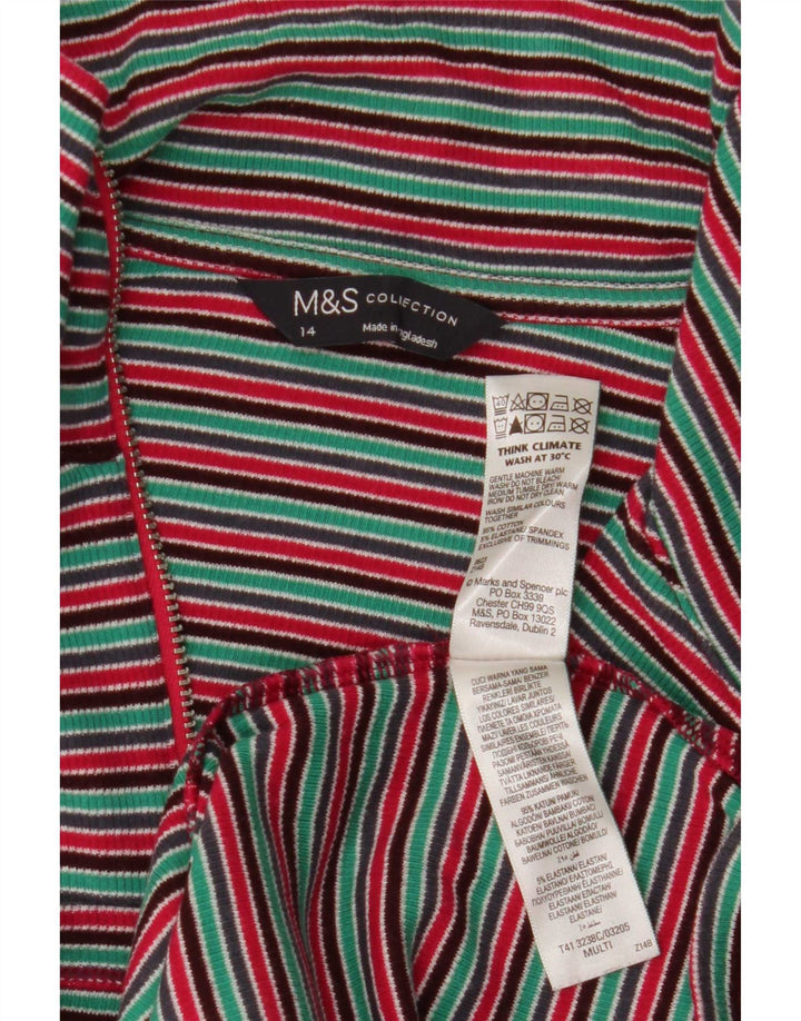 Marks & Spencer Womens Top Long Sleeve UK 14 Medium Multicoloured Striped
