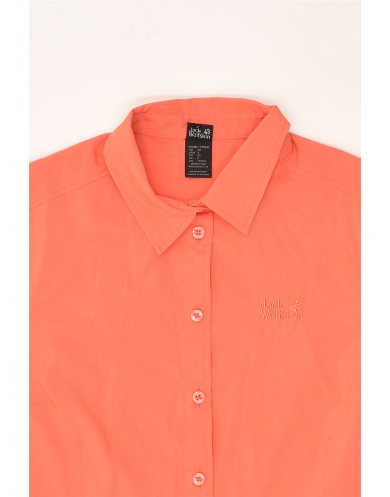 JACK WOLFSKIN Womens Short Sleeve Shirt UK 6 XS  Orange Polyester | Vintage Jack Wolfskin | Thrift | Second-Hand Jack Wolfskin | Used Clothing | Messina Hembry 
