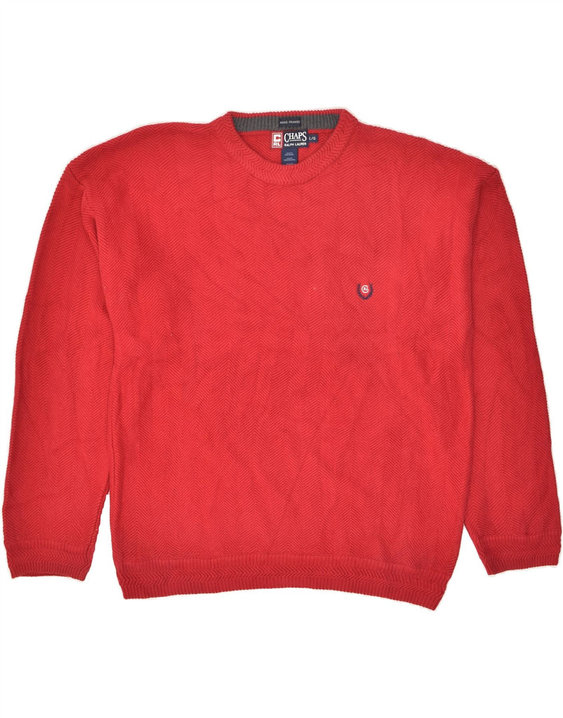 CHAPS Mens Crew Neck Jumper Sweater Large Red Cotton | Vintage Chaps | Thrift | Second-Hand Chaps | Used Clothing | Messina Hembry 