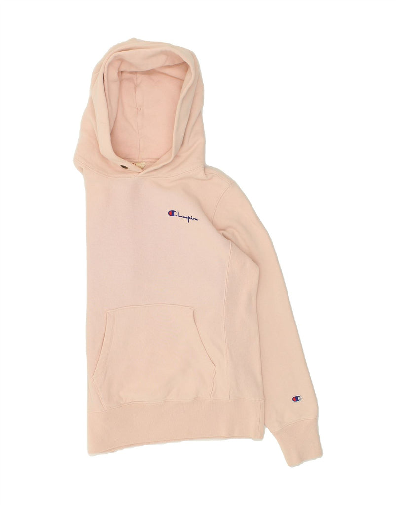 CHAMPION Womens Hoodie Jumper UK 16 Large Pink Cotton | Vintage Champion | Thrift | Second-Hand Champion | Used Clothing | Messina Hembry 