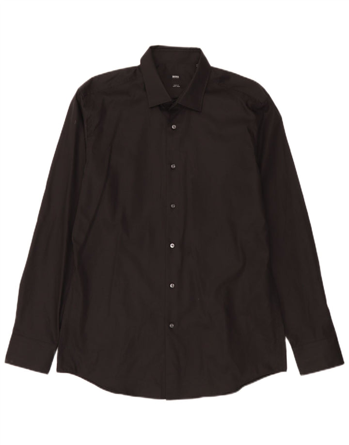 Hugo Boss Mens Slim Fit Shirt Size 41 16 1/2 Large Black