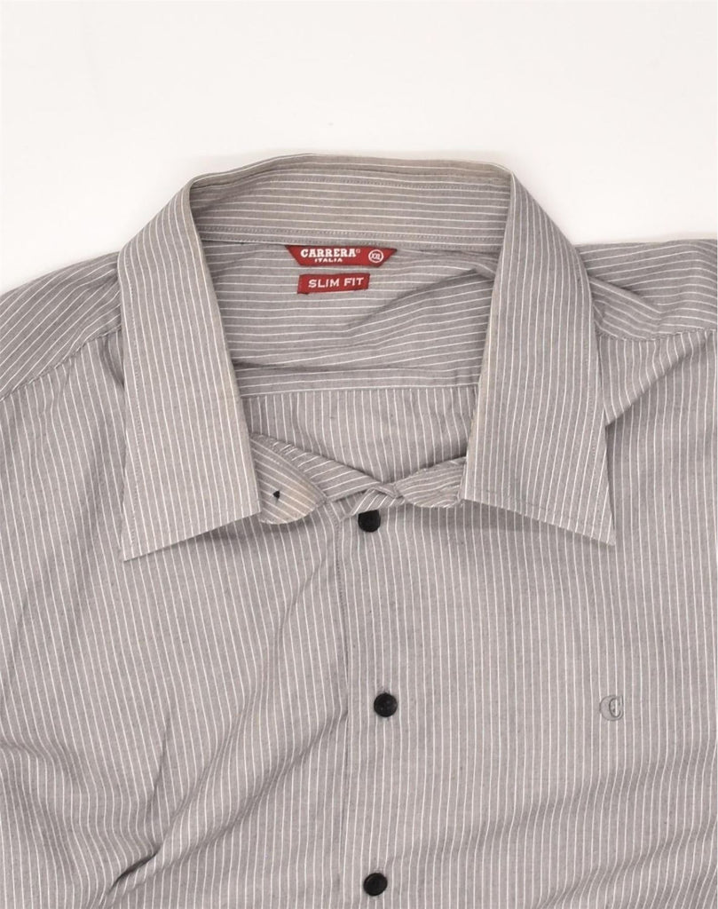 CARRERA Mens Slim Fit Shirt 2XL Grey Striped Cotton | Vintage Carrera | Thrift | Second-Hand Carrera | Used Clothing | Messina Hembry 