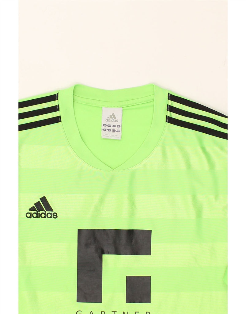 ADIDAS Mens Graphic T-Shirt Top Large Green Striped Polyester | Vintage Adidas | Thrift | Second-Hand Adidas | Used Clothing | Messina Hembry 