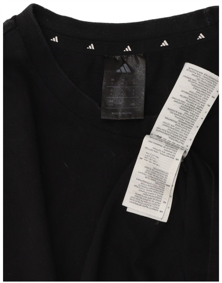 Adidas Mens T-Shirt Top Large Black Cotton