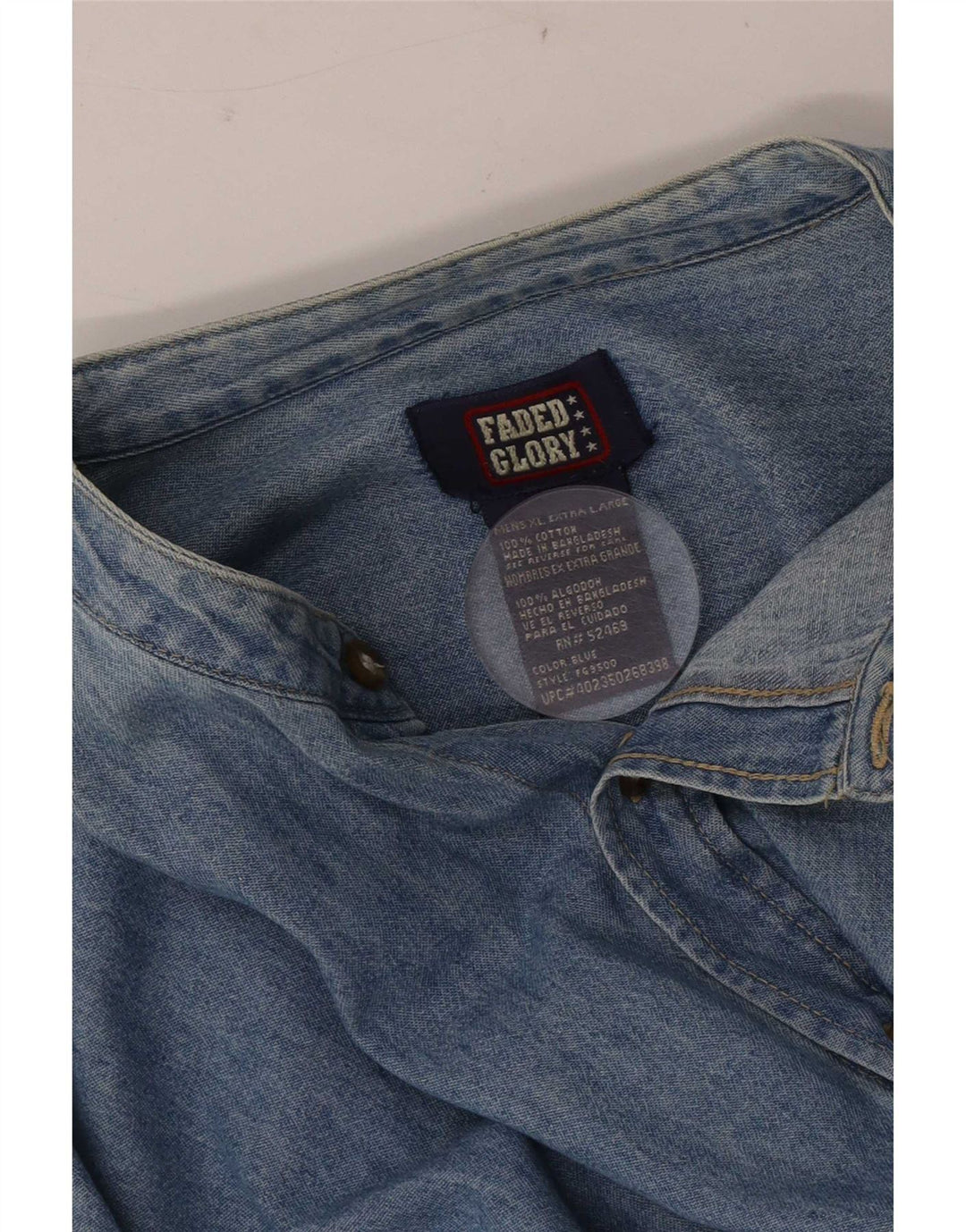 Faded Glory Mens Denim Shirt XL Blue Cotton