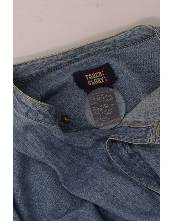 Faded Glory Mens Denim Shirt XL Blue Cotton