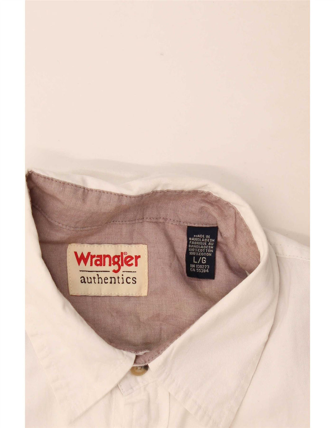 Wrangler Mens Short Sleeve Shirt Large White Cotton